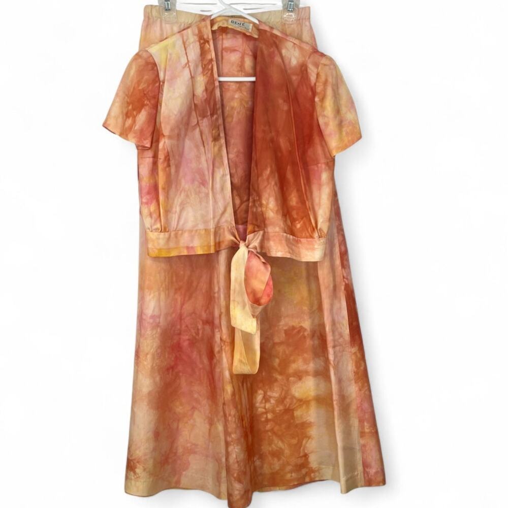 RENE' Ruiz S Set Top Wide Leg Pants Trouser 2 Piece Satin Cropped Blouse LUXURY